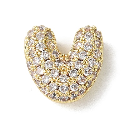 Brass Micro Pave Cubic Zirconia Beads KK-P290-61G-V-1