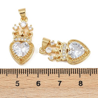 Brass Micro Pave Clear Cubic Zirconia Pendants KK-C109-03G-1