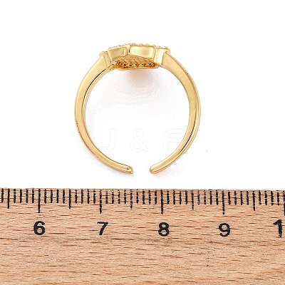 Brass Micro Pave Cubic Zirconia Shell Cuff Rings KK-D363-24A-G-1