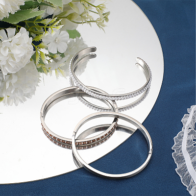 3Pcs 3 Style 304 & 201 Stainless Steel Grooved Bangle Making BJEW-SC0001-16-1