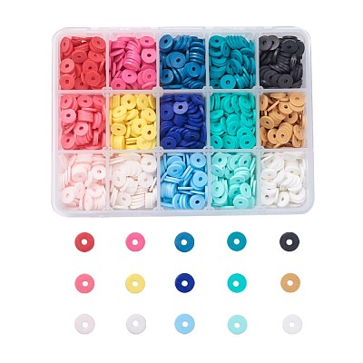 15 Colors Handmade Polymer Clay Beads CLAY-JP0001-06B-1