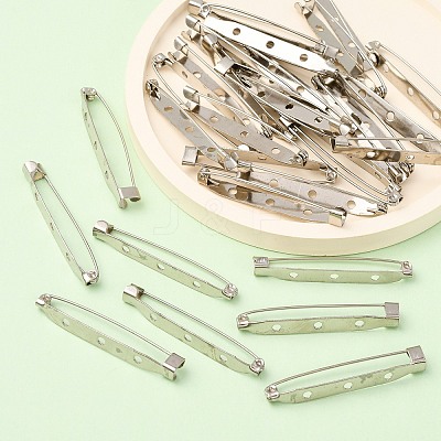 Iron Brooch Pin Back Safety Catch Bar Pins with 3 Holes IFIN-A171-04I-1