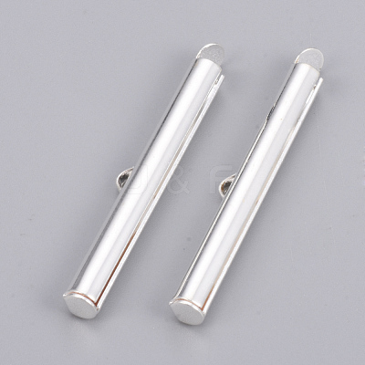 Brass Slide On End Clasp Tubes X-KK-Q747-11H-S-1