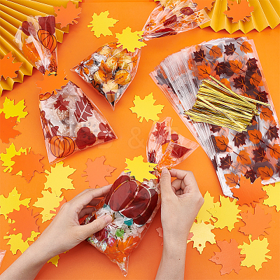 Rectangle Plastic Candy Bags for Thanksgiving Day CON-BC0007-06-1