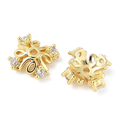 Brass Micro Pave Clear Cubic Zirconia Bead Caps KK-V015-39G-01-1