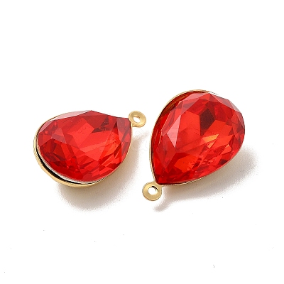 Real 18K Gold Plated Brass with Glass Pendants KK-177-22G-09-1