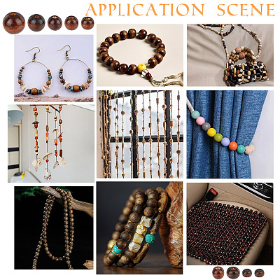 350Pcs 9 Styles Wood Large Hole European Beads WOOD-OC0003-79-1