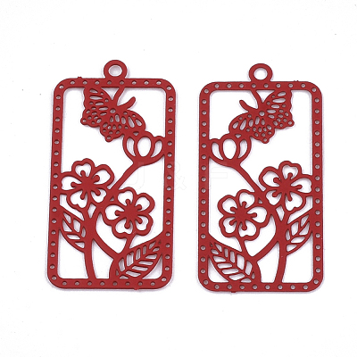 430 Stainless Steel Filigree Pendants STAS-S108-20D-1