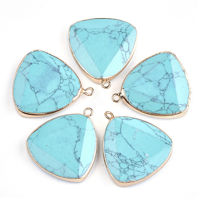 Electroplate Synthetic Turquoise Pendants G-S344-14D-1