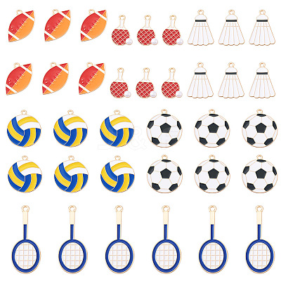 60Pcs 6 Styles Alloy Enamel Pendants ENAM-TA0002-96-1