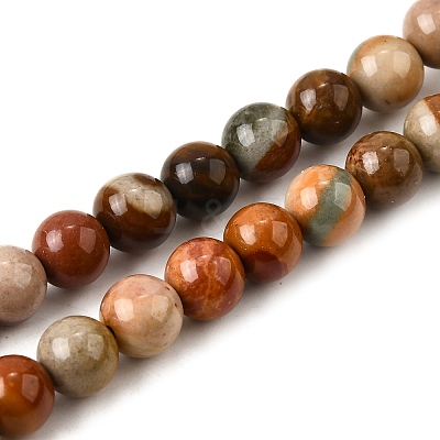 Natural Picture Jasper Beads Strands G-S390-07-6mm-1