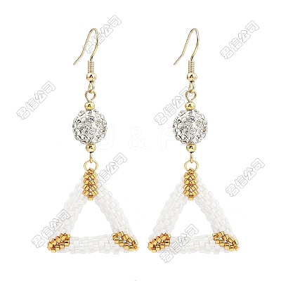 Handmade Glass Seed Beads Triangle Dangle Earrings EJEW-FS00080-1
