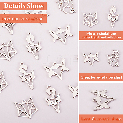 32Pcs 4 Style 201 Stainless Steel Pendants STAS-DC0010-70-1