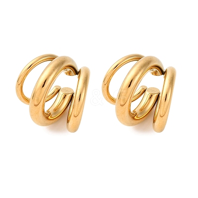 Triple C-Shaped 304 Stainless Steel Cuff Earrings EJEW-A131-04D-G-1