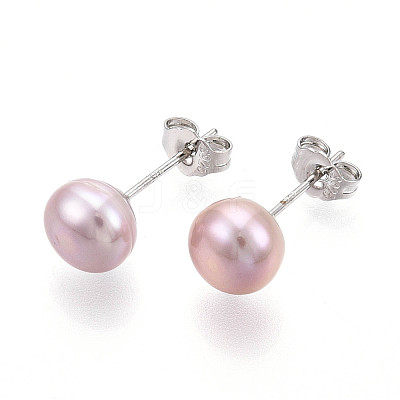 Pearl Ball Stud Earrings EJEW-Q701-01B-02-1