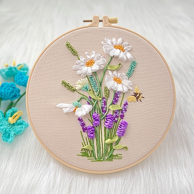 DIY 3D Bouquet Pattern Embroidery Starter Kits PW-WG78780-03-1