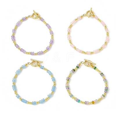 Dyed Natural White Jade & Brass Beaded Bracelets for Women BJEW-JB13678-1