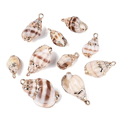Electroplate Natural Spiral Shell Pendants SSHEL-Q100-33G-1