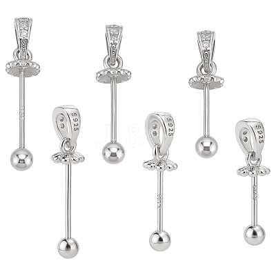 3Pcs 3 Style 925 Sterling Silver Rhinestone Pendant Bails FIND-ME0001-73-1