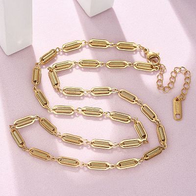 304 Stainless Steel Spiral Link Chain Necklaces NJEW-S442-10G-1