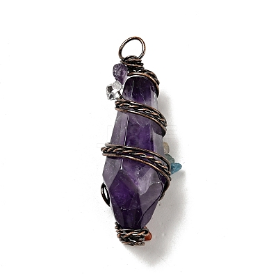 Natural Amethyst Pointed Big Pendants G-G860-03R-01-1