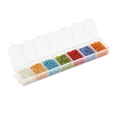 3500Pcs 7 Colors 12/0 Glass Round Seed Beads SEED-YW0001-23-1