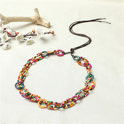 Bohemian Style Dyed Colorful Coconut Beeded Imitation Leather Cord Waist Belly Chains for Women FS-WGCE780-01-1