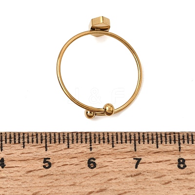 Hexagon 304 Stainless Steel Open Cuff Bangle Makings with Bezel Tray SA-CBABF3F-03G-04-1