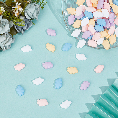 80Pcs Opaque Resin Cabochons CRES-ME0001-06-1