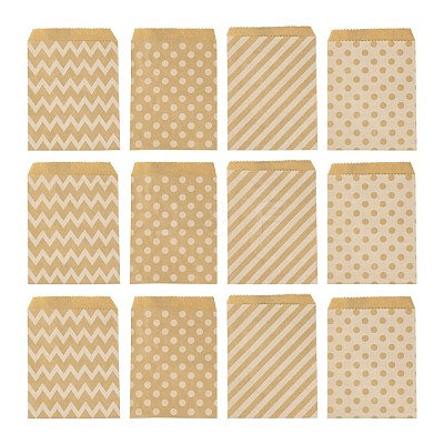 100Pcs 4 Patterns Eco-Friendly Kraft Paper Bags CARB-LS0001-02A-1
