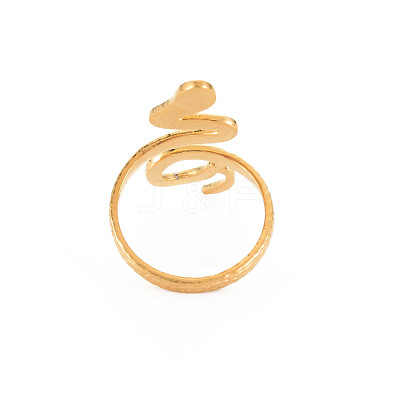 Ion Plating(IP) 304 Stainless Steel Snake Wide Open Cuff Ring for Women RJEW-S405-160G-1