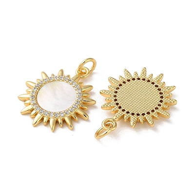 Brass Micro Pave Clear Cubic Zirconia Pendants KK-B083-36C-G-1