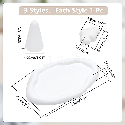 3Pcs 3 Style Gesso Jewelry Plate DJEW-WR0001-02-1