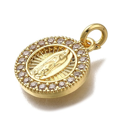 Brass Micro Pave Clear Cubic Zirconia Pendants ZIRC-I070-068G-1