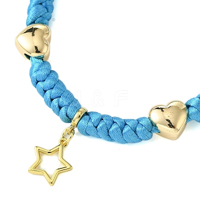 Heart & Star Brass Charm Bracelets BJEW-JB10583-1