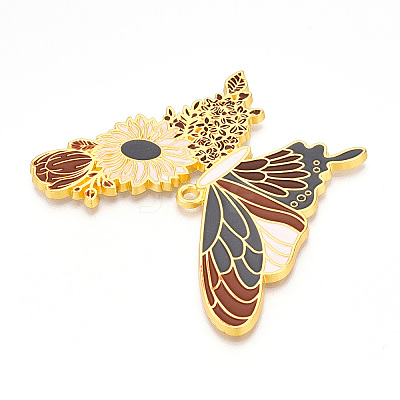 Rack Plating Alloy Enamel Big Pendants ENAM-N056-398B-G-1