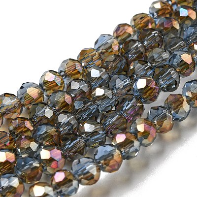 Electroplate Glass Faceted Rondelle Beads Strands EGLA-D020-6x4mm-54-1