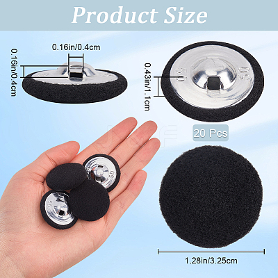20Pcs Iron with Cloth Buttons BUTT-GF0003-76B-1