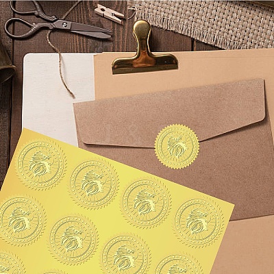 34 Sheets Self Adhesive Gold Foil Embossed Stickers DIY-WH0509-017-1