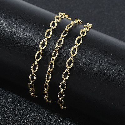 3MM Brass Textured Oval Link Chain Necklaces for Women KK-CBA2293-13G-1