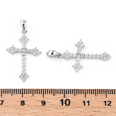 Rhodium Plated 925 Sterling Silver Micro Pave Clear Cubic Zirconia Pendants STER-T007-31P-1