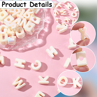 52Pcs 26 Styles UV Plated Acrylic European Beads OACR-SP0002-36-1