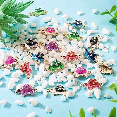 24Pcs 6 Colors Alloy Enamel Connector Charms ENAM-TA0001-58-1