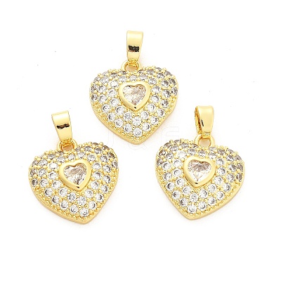Heart Brass Micro Pave Cubic Zirconia Pendants KK-M325-16A-G-1