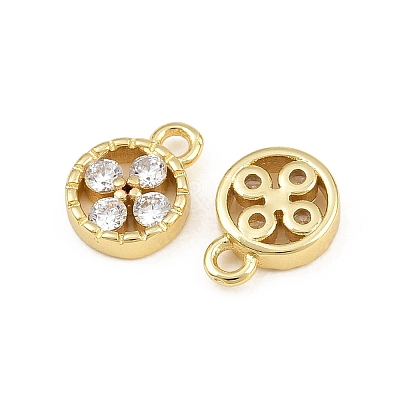 Brass Micro Pave Clear Cubic Zirconia Charms CU-CBAD306-04G-1