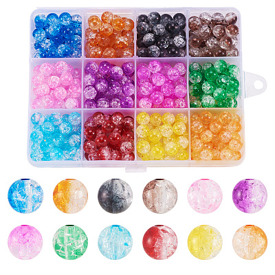 Two Tone Transparent Crackle Acrylic Beads CACR-TA0001-01-1