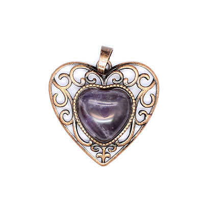 Retro Hollow Natural Amethyst Pendants PW-WGAB5DC-08-1