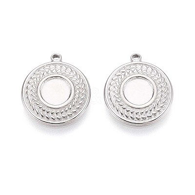 304 Stainless Steel Pendant Cabochon Settings STAS-T067-10P-1