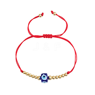 Handmade Lampwork & Glass & Brass Beads Braided Bead Bracelets OA0738-5-1