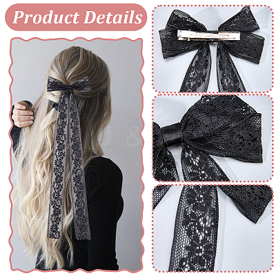 12Pcs 6 Styles Polyester Alloy Bowknot Hair Clips PHAR-CN0001-02-1